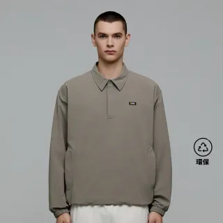 【國家地理服飾官方旗艦】男女同款 ARCHELON 平織有領長袖上衣 - 卡其色(輕盈舒適)