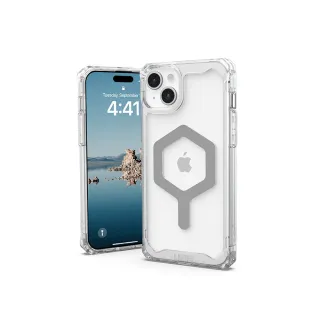 【UAG】iPhone 15 Plus 磁吸式耐衝擊保護殼-極透明（灰圈）(吊繩殼 有效抵擋UV紫外線 支援MagSafe功能)
