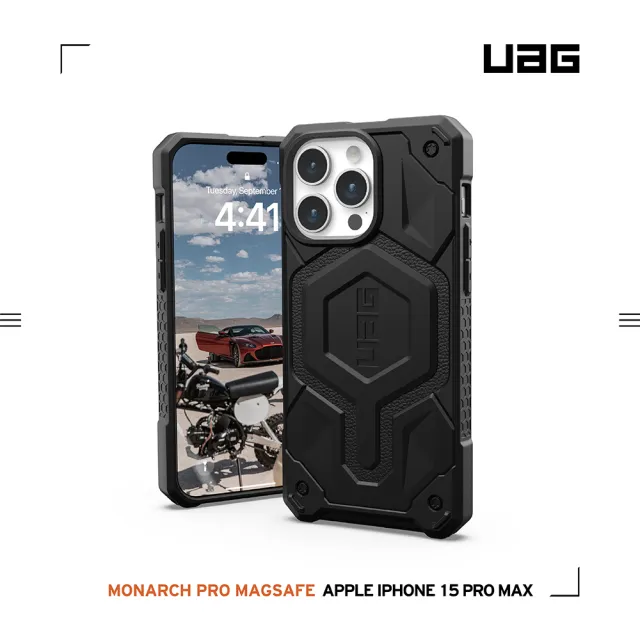 【UAG】iPhone 15 Pro Max 磁吸式頂級版耐衝擊保護殼-極黑(吊繩殼 支援MagSafe功能 10年保固)