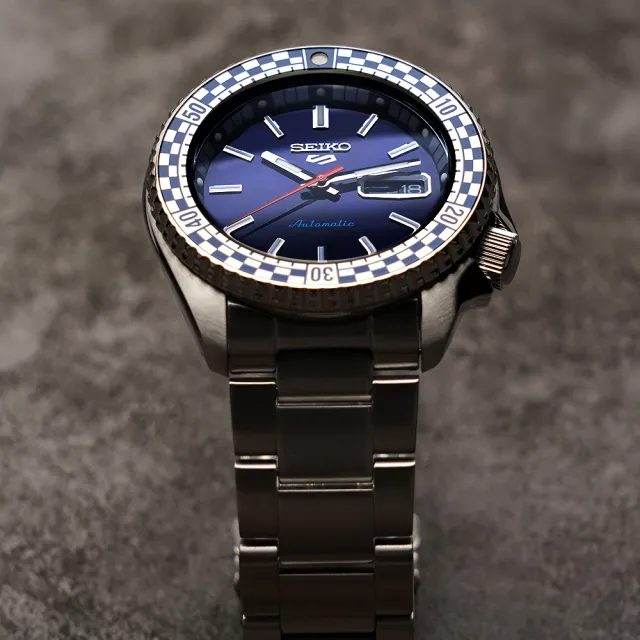【SEIKO 精工】5 Sports SKX 賽車方格旗機械錶-藍/42.5mm 618年中慶 推薦(SRPK65K1/4R36-15Z0B)