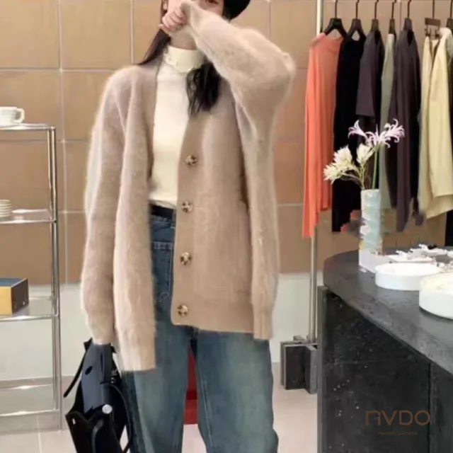 【NVDO】特降!溫柔軟糯毛毛針織保暖外套-3色可選(保暖外套/針織外套/F058/出清不補)