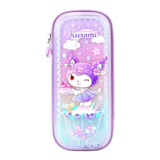 【SANRIO 三麗鷗】EVA材質閃粉流沙大容量防水筆袋鉛筆盒-庫洛米/大耳狗/美樂蒂(平輸品)