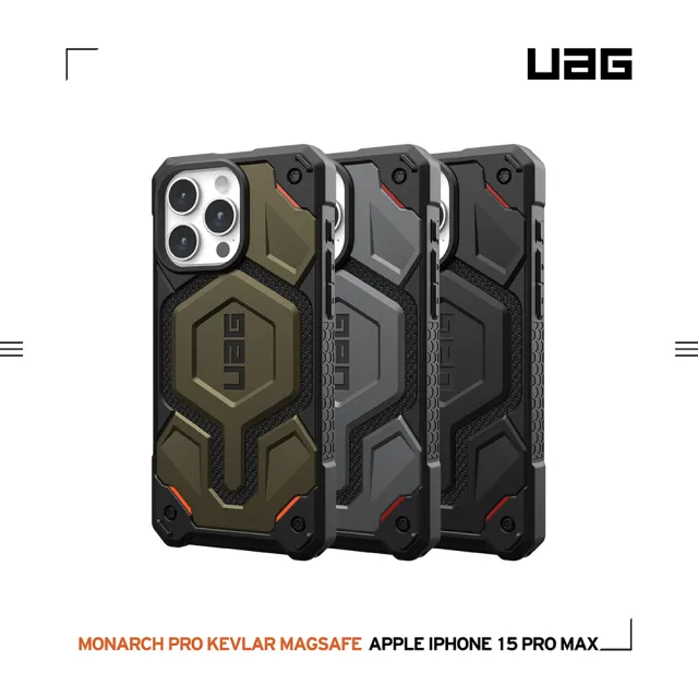 【UAG】iPhone 15 Pro Max 磁吸式頂級特仕版耐衝擊保護殼（按鍵式）-軍用綠(支援MagSafe功能)