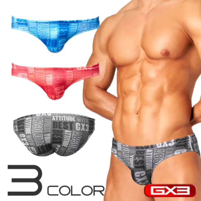 【GX3】日本GX3 SIGNATURE 滿版LOGO比基尼三角泳褲 競速型運動泳褲 1入 K2104