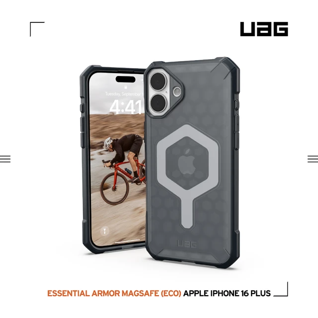 UAG iPhone 16 Plus 磁吸耐衝擊輕量保護殼-透黑(支援MagSafe無線充電)