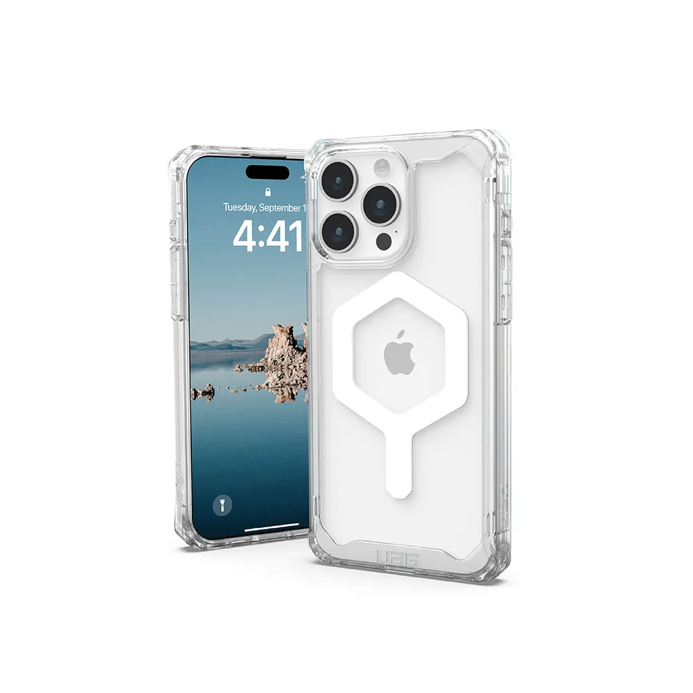 【UAG】iPhone 15 Pro Max 磁吸式耐衝擊保護殼（按鍵式）-極透明(支援MagSafe功能)