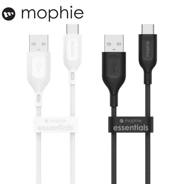 【mophie】essentials USB-A to USB-C 編織數據線1M 黑/白(Apple官方唯一推薦合作品牌)