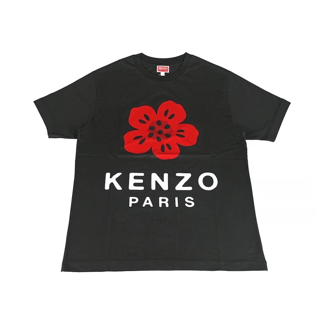 KENZO KENZO Boke Flower經典印白字LOGO純棉質圓領短袖T恤(男款/黑)