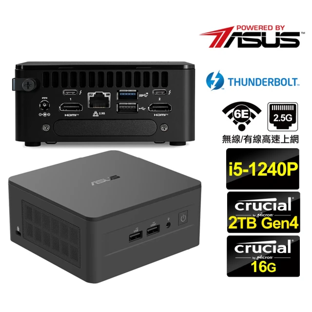 ASUS 華碩ASUS 華碩 NUC i5十二核{左將軍R05D} 迷你電腦(i5-1240P/16G/2TB M.2 Gen4)