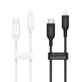 【mophie】essentials USB-C to Lightning 編織數據線 2M 黑/白(Apple官方唯一推薦合作品牌)