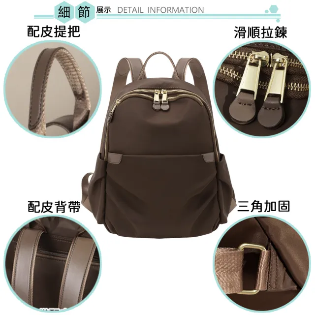 【SPRING】雙11 SPRING-簡約尼龍後背包 輕便旅遊後背包 多功能大學生書包後背包-多色(多口袋尼 