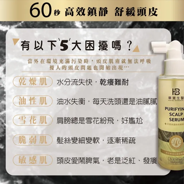 【華寶生醫】微生態淨化頭皮精華液120ml(特別添加髮根救星☆藍銅胜肽)