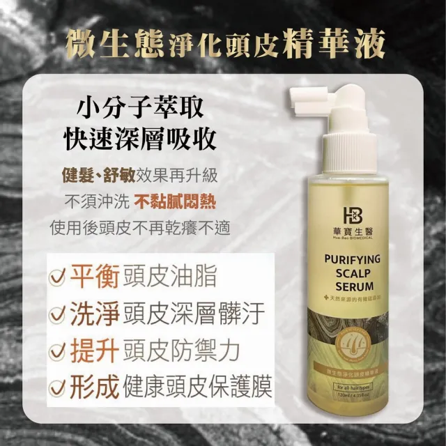 【華寶生醫】微生態淨化頭皮精華液120ml(特別添加髮根救星☆藍銅胜肽)