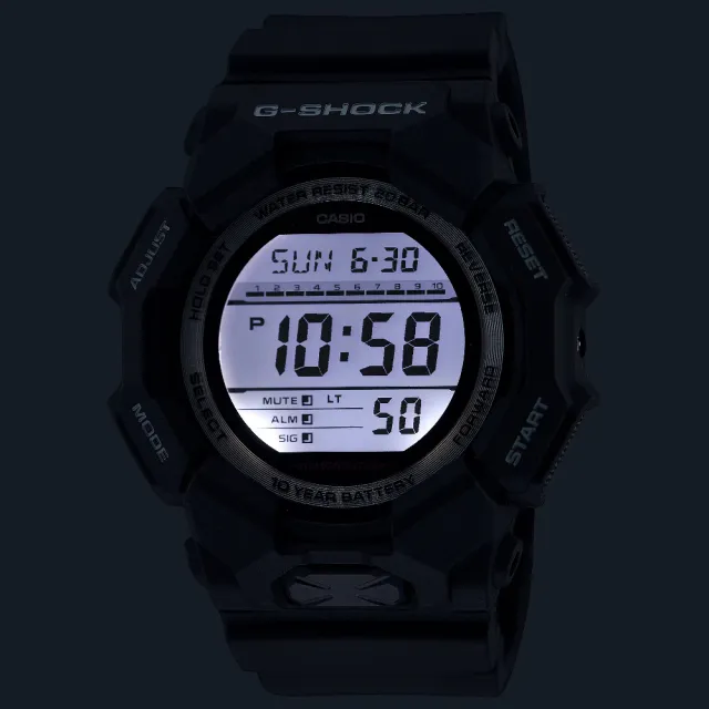 【CASIO 卡西歐】10年電力數位錶 黑 51.9 mm(GD-010-1)