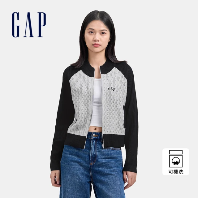 GAP 女裝 Logo刺繡鬆緊運動褲 碳素軟磨系列-黑色(6