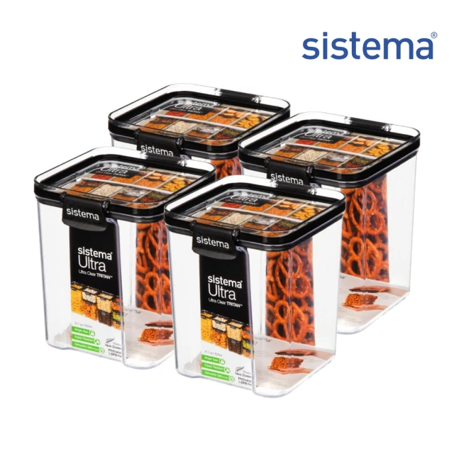 SISTEMA 紐西蘭進口TRITAN系列方形密封保鮮盒920ml(4入組)