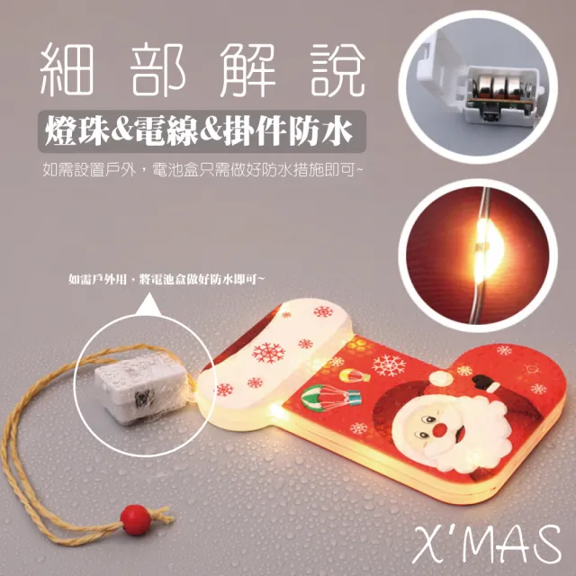 【WARM DAY LIFE】2入組 聖誕節彩色小吊燈 聖誕燈飾 聖誕燈串 聖誕節裝飾(聖誕樹燈 聖誕節佈置 聖誕裝飾)