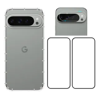 【RedMoon】Google Pixel 9 Pro XL / Pixel9Pro / Pixel9 手機殼貼4件組 空壓殼-9H玻璃保貼2入+厚版鏡頭貼