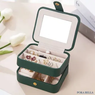 【Porabella】新款隨身攜帶雙層質感首飾盒 飾品收納盒 絨布盒飾品盒 飾品戒指項鍊耳環耳夾收納盒