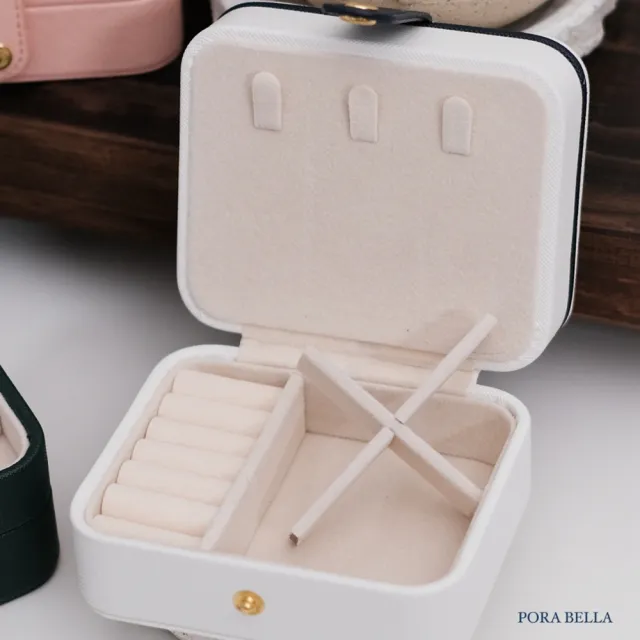 【Porabella】新款隨身攜帶雙層質感首飾盒 飾品收納盒 絨布盒飾品盒 飾品戒指項鍊耳環耳夾收納盒