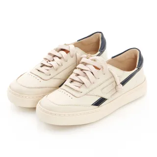 【G.Ms.】MIT系列-復古童趣牛皮免綁帶圓頭厚底休閒鞋(米x藍/米x咖)