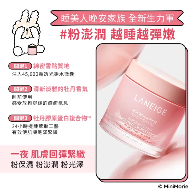 【LANEIGE 蘭芝】粉澎潤睡美人晚安面膜 60ml(全新上市 官方直營)