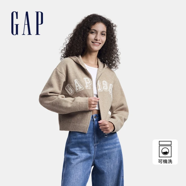 GAP 女裝 Logo刺繡鬆緊運動褲 碳素軟磨系列-黑色(6