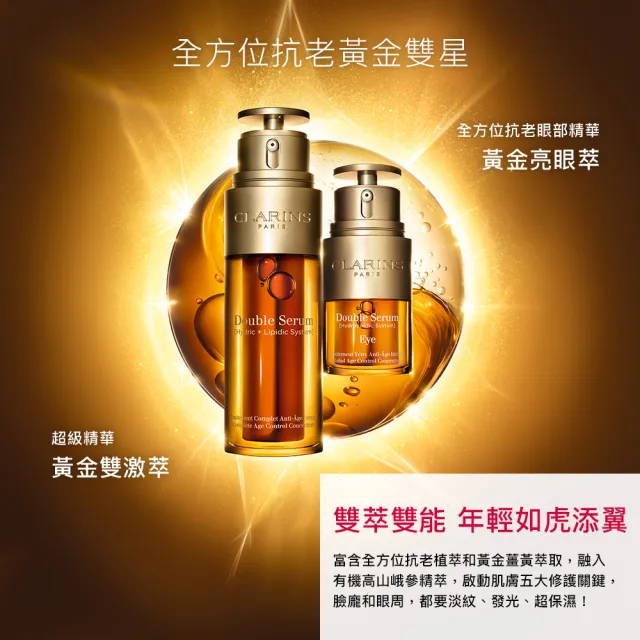 【CLARINS 克蘭詩】黃金雙激萃50ml(抗老精華液 經典版/清爽版/週年慶)