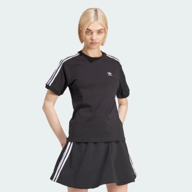 adidas 愛迪達 短袖上衣 女款 運動 三葉草 3 STRIPE TEE 黑 IU2420(S2726)