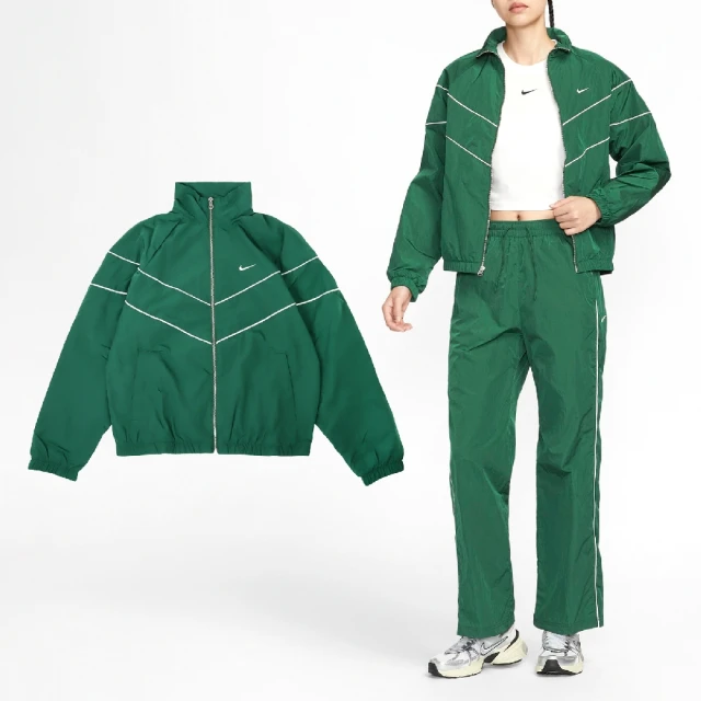 NIKE 耐吉 外套 Windrunner UV Woven Jacket 女款 綠 防潑水 防曬 立領 寬鬆 夾克(FV6305-300)