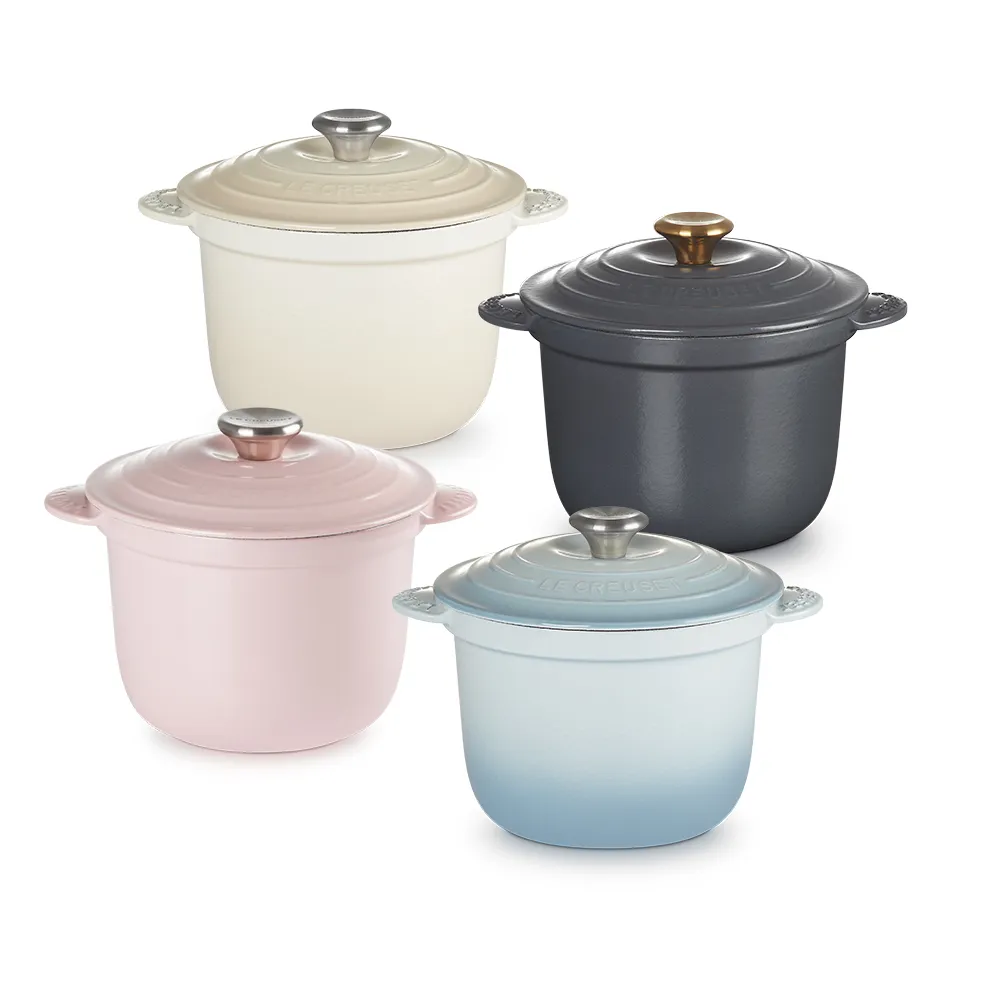 【Le Creuset】萬用窈窕琺瑯鑄鐵鍋20(蛋白霜/雪紡粉/海岸藍/石墨灰)