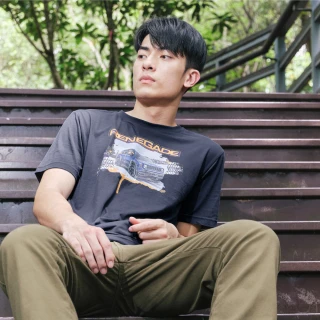 【JEEP】男裝 個性酷感吉普車印刷純棉短袖T恤(藍色)