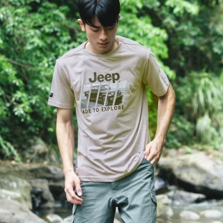 【JEEP】男裝 吉普車印刷純棉短袖T恤(紫色)