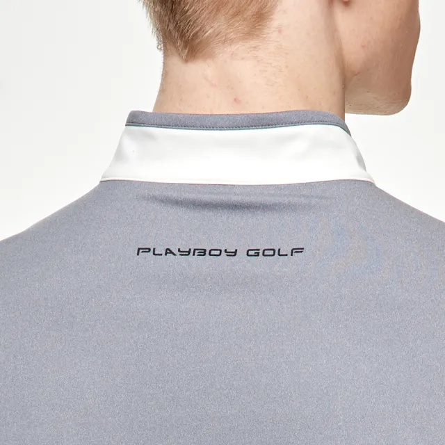 【PLAYBOY GOLF】男款運動學院風蓄熱保暖立領長袖上衣-白(吸濕排汗/GOLF/高爾夫球衫/AA24227-73)