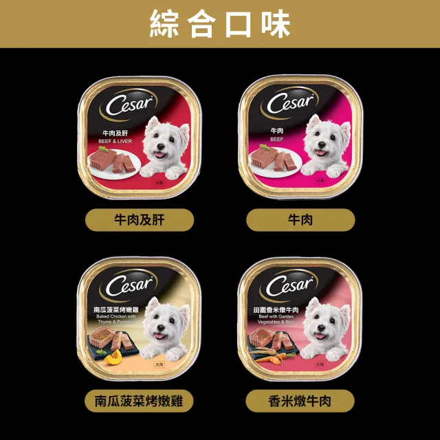 【Cesar西莎】經典風味餐盒 100g*48入 寵物/狗罐頭/狗食(任選)