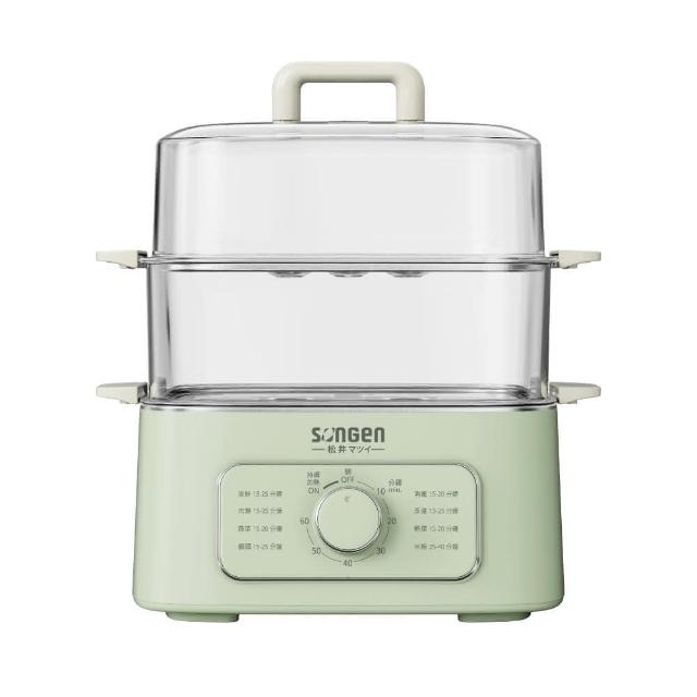 【SONGEN 松井】9.3L多功能雙層蒸煮鍋/電火鍋/電蒸鍋/美食鍋/料理鍋 SG-1011MS(清新綠)