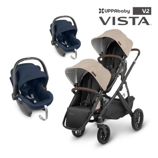 UPPAbaby VISTA V2雙人推車+MESA i-Size新生兒提籃2個(附上座加高轉接器)