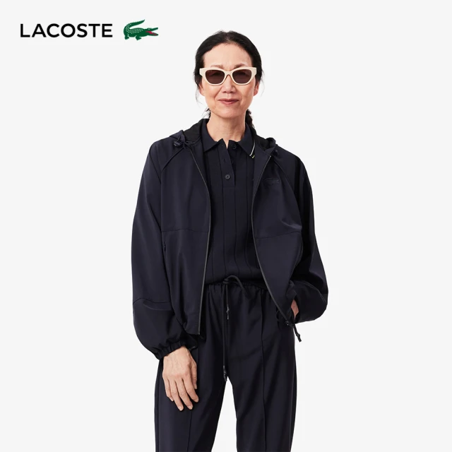 LACOSTE 女裝-短版撞色明線夾克(深綠色)好評推薦