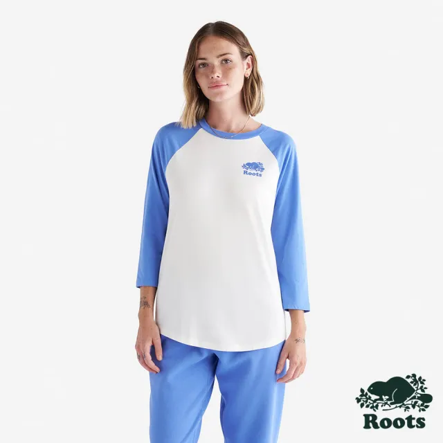 【Roots】Roots女裝- COOPER BASEBALL 長袖上衣(藍色)