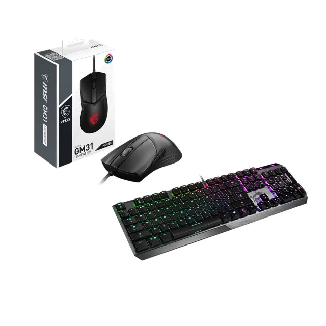 【MSI 微星】GK50 Low Profile 短軸機械式電競鍵盤搭GM31 Lightweight 有線電競滑鼠(#GK50 #GM31 #短軸)