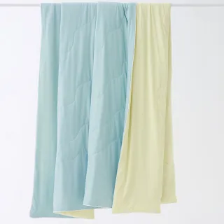 【米夢家居】涼夏絲滑-繽紛多彩涼感凍凍涼被(冰藍鵝黃-大)