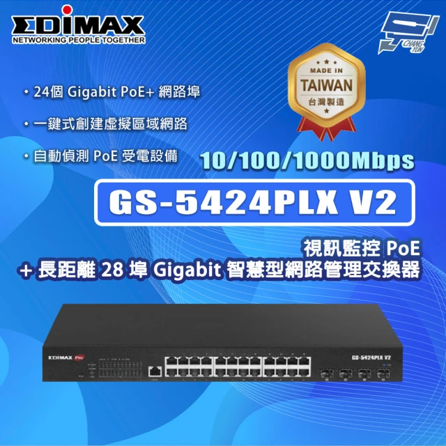 CHANG YUN 昌運 EDIMAX 訊舟 GS-5424PLX V2 28埠 Gigabit 智慧型網路管理交換器MIT