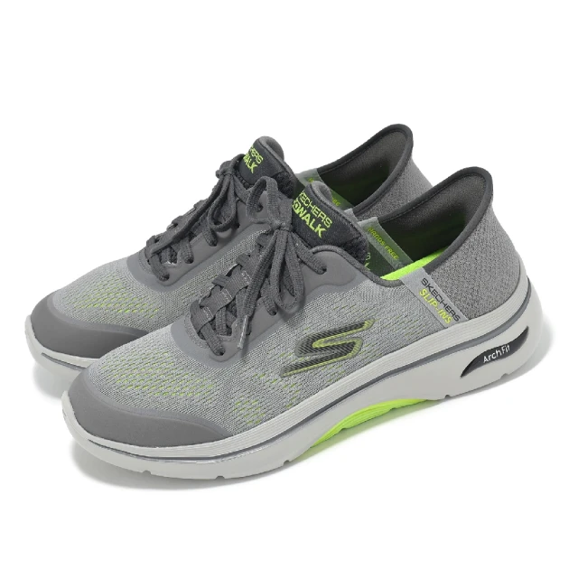 SKECHERS 休閒鞋 Go Walk Arch Fit 2 Slip-Ins 男鞋 灰 套入式 緩衝 健走鞋(216604-GYLM)