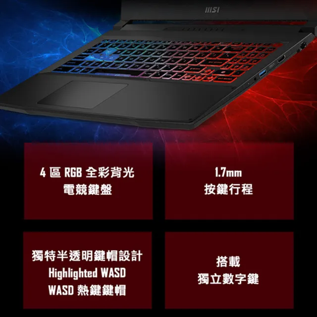 【MSI 微星】17.3吋R7 RTX4050-6G 電競筆電(Katana A17 AI/R7-8845HS/16G/1TB SSD/W11/B8VE-838TW)