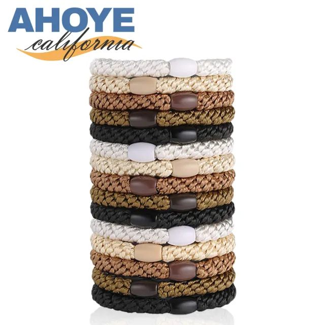 【AHOYE】編織高彈力髮圈 加粗款15入(髮飾 髮束 頭飾 髮繩)