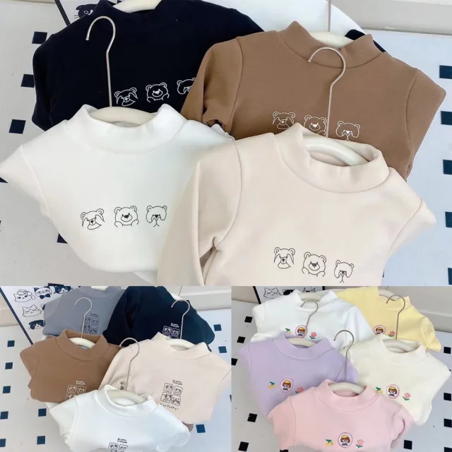 【MANI 瑪尼】男女童秋冬加絨打底上衣半高領(兒童秋冬彈力打底衫 加絨半高領上衣 長袖上衣)