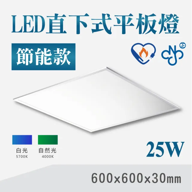 【E極亮】LED 25W 60*60 薄型平板燈 節能款 全電壓 白光  2入組(LED 25W 平板燈 輕鋼架)