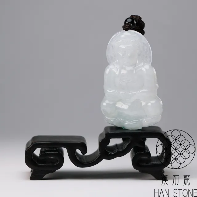 【漢石齋】天然翡翠A貨 觀音玉佩吊墜 冰糯種(35*52*6mm)