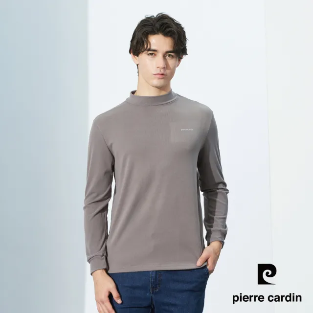 【pierre cardin 皮爾卡登】網路獨家 男款 蓄熱保暖輕磨毛小立領長袖T恤(四色任選)