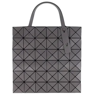【ISSEY MIYAKE 三宅一生】BAOBAO 皮紋方格6x6側肩/手提包(灰色)